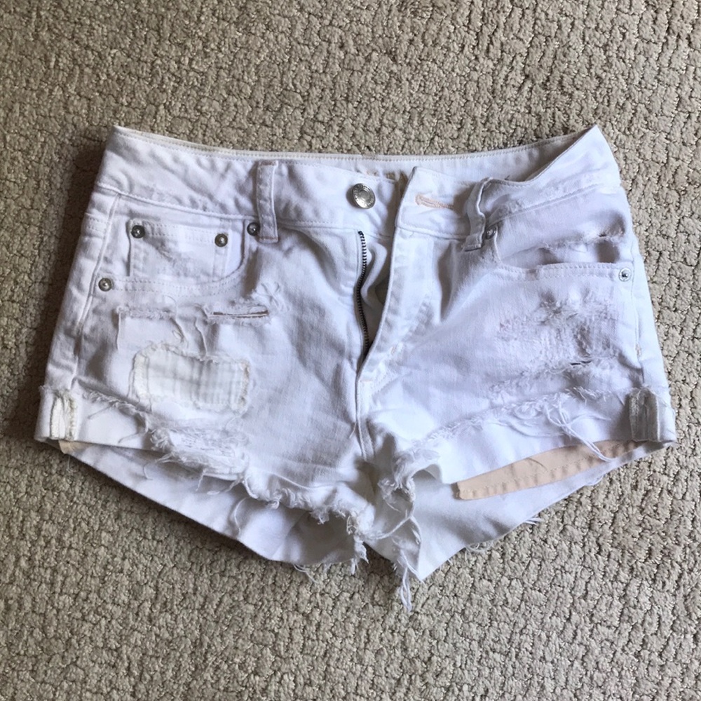 American eagle white jean shorts